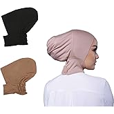 2 Pieces Jersey Muslim Inner Cap Stretch Turban Hijab Islamic Underscarf Bonnet Head Wear Neck Cover