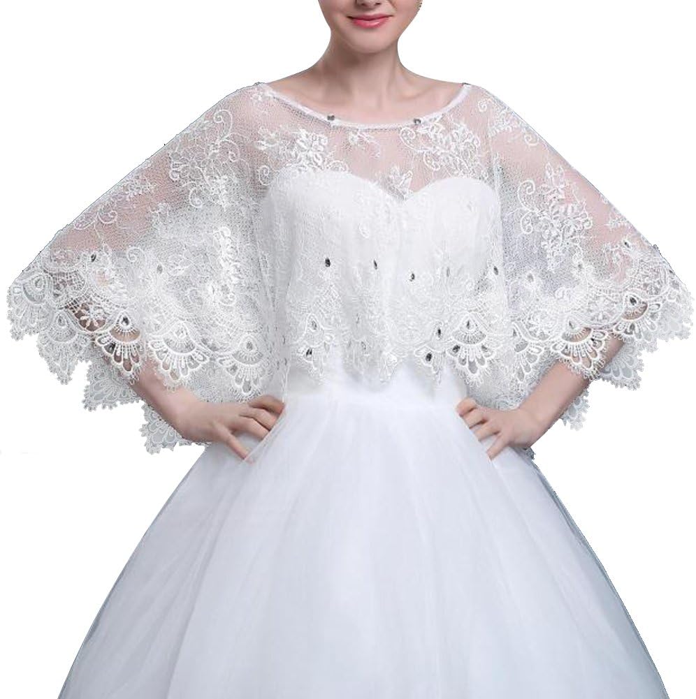 ZAHY Women's Wraps Cape Lace Shawl for Wedding Dresses
