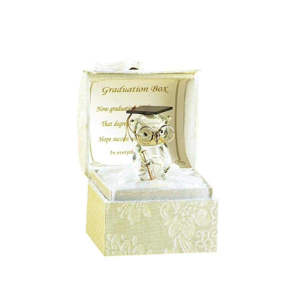 Congratulations Graduation Gift Box Ornaments With Crystal Glass Figurine and Memorable Poem, Perfect Present for University, College, and School Graduates. Special Packaging (Owl)