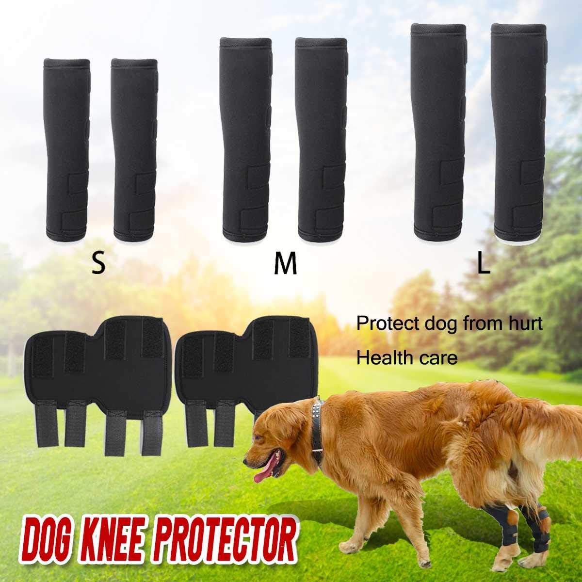 JohnnyBui - 1 Pair Knee Brace For Dogs Hock Protector Therapeutic Dog Rear Leg 4 Straps Adjustable Hurt Protect Health Care Dog Knee Brace