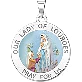 PicturesOnGold.com Our Lady of Lourdes Religious Medal Color - 3/4 Inch Size of a Nickel -Sterling Silver