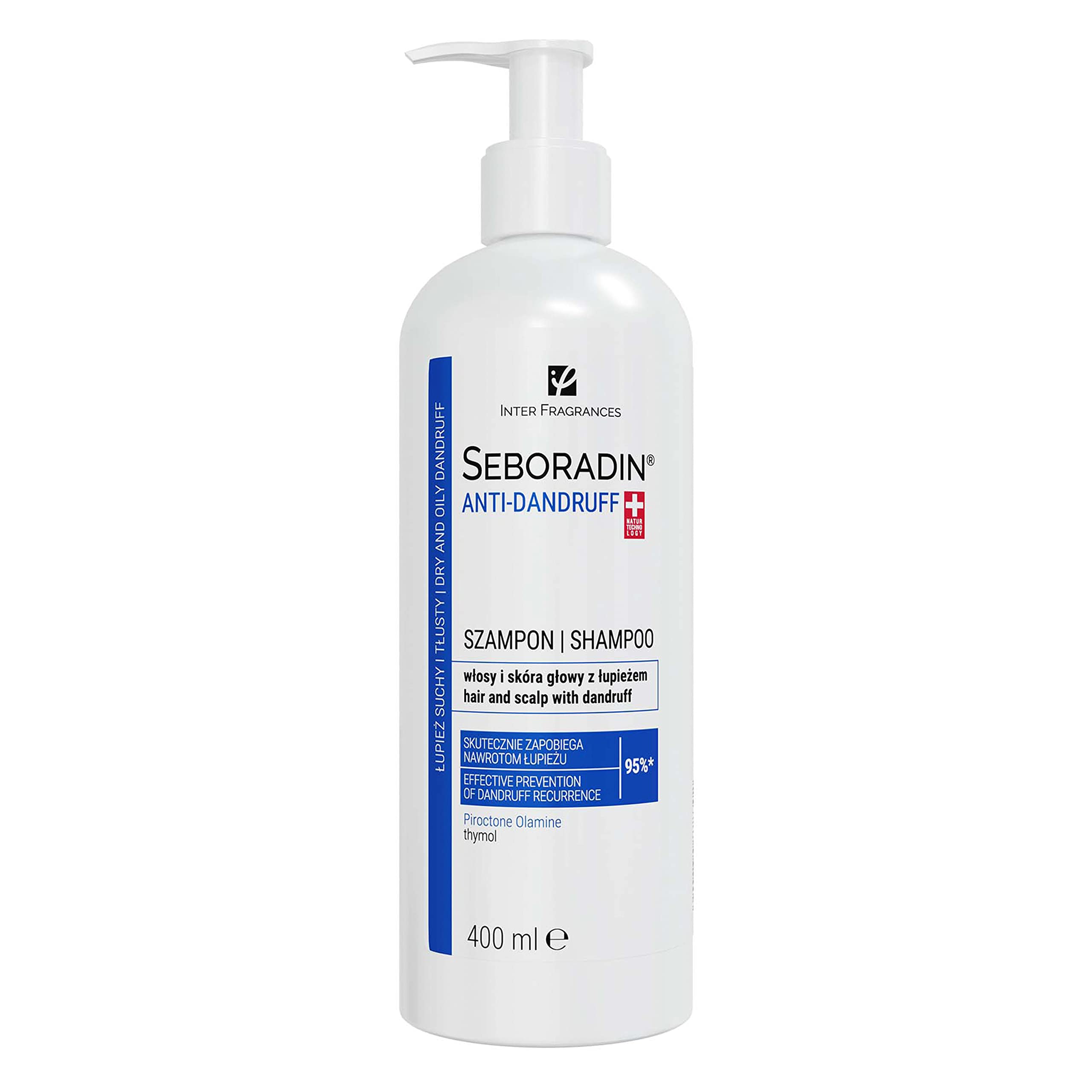 SEBORADIN ANTI DANDRUFF Hair Shampoo 400 ml Piroctone Olamine and Thymol Effective Prevention and Recurrence For Oily and Dry Flaky Dandruff Hair and Scalp Treatment Hair Care Hair Products