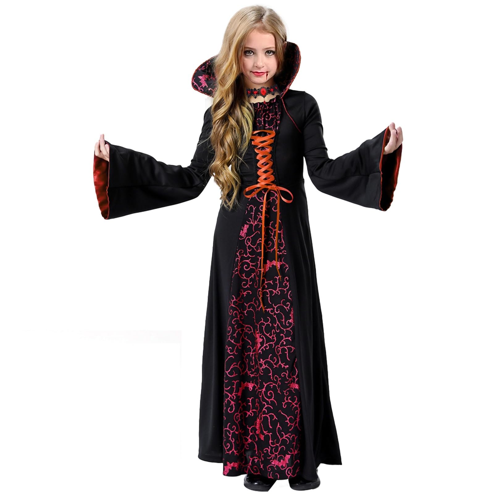 Clundoo Vampire Costume Kids, Vampire Costume Girl, Girls Vampire Dress, Vampire Outfit Kids for Role-Playing, Halloween Carnival Cosplay, Vampire-Themed Party (M) — image 1