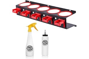 ALL4DETAIL Spray Bottle Holder, Multifunctional Spray Bottle Rack Car Beauty Shop Accessory Display with 5 Plastic Hanging Hooks - Plastic Spray Bottle - Squeeze Bottle