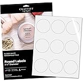 Round Labels Stickers 2.5" inches Printable Vinyl Waterproof Glossy White Sticker Paper, 135 Customizable Labels Compatible with 22830