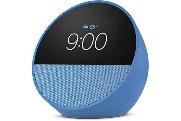 All-new Amazon Echo Spot (2024 release), Smart alarm clock with vibrant sound + Alexa, Ocean Blue