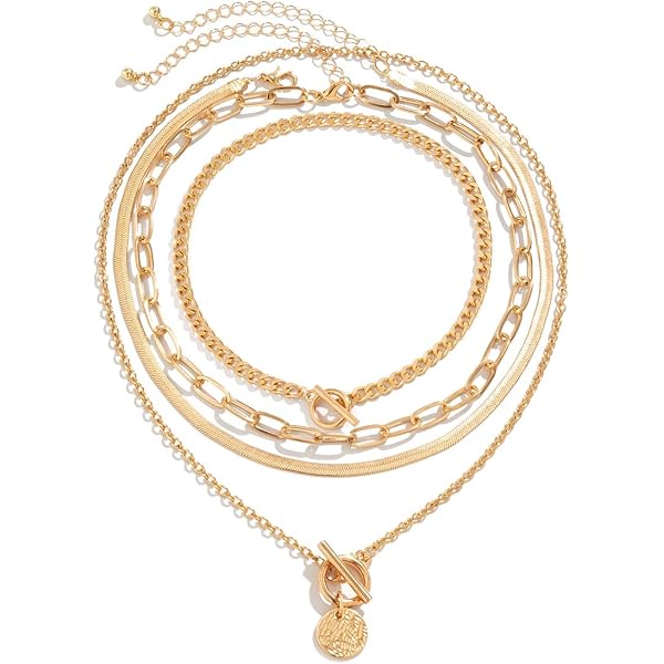 Layered Gold Necklace Set For Women - Dainty Paperclip & Cuban Link Chains | 14K Gold Plated Trendy Jewelry Gift