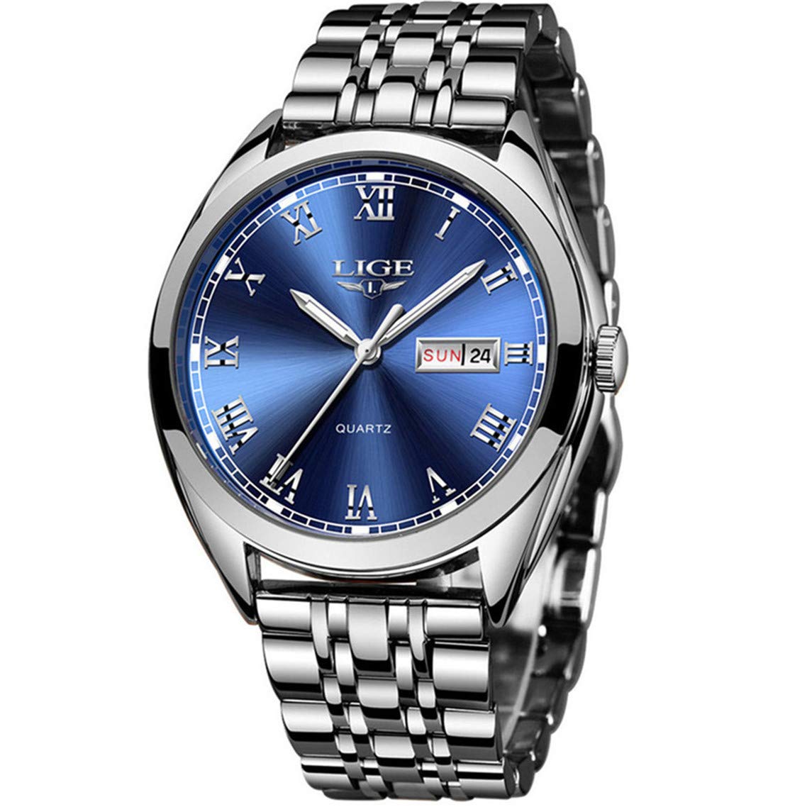 LIGE Men's Analog Quartz Watch with Stainless Steel Strap LG9904D-HSJ-DE-XD