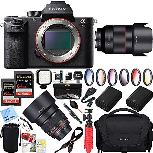 Sony-a7R-III-424MP-Full-frame-Mirrorless-Interchangeable-Lens-Camera-Body-50mm-85mm-f14-Dual-Rokinon-a7RIII-Prime-Lens-Bundle