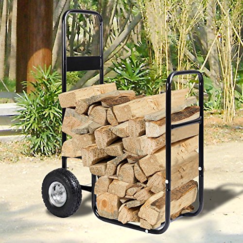 totoshop Firewood Carrier Wood Mover Hauler Fire Rack Caddy Cart Dolly Rolling
