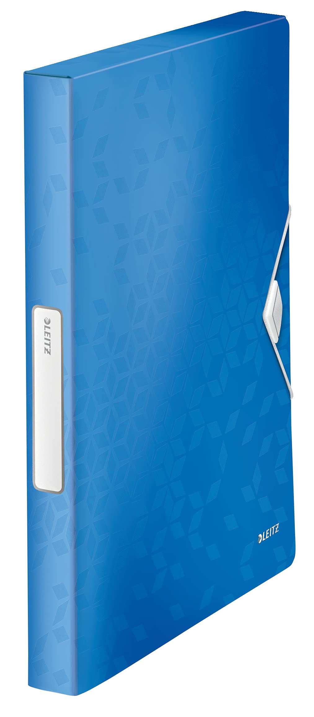 Leitz 46290036 Box File, Holds up to 300 A4 Sheets, Elastic Closure, Flexible Plastic, Blue Metallic, WOW Range