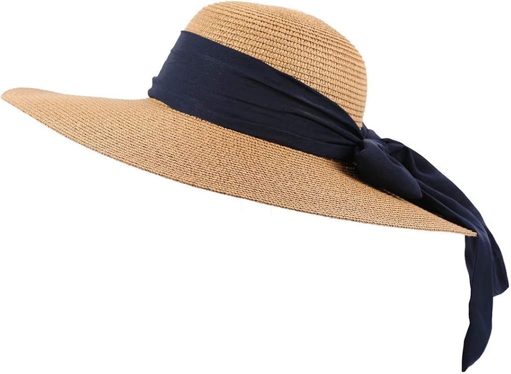 VRTUR Sommer Strand Sun Hüte Damen Faltbare Sonnenhüte Strohhüte mit Sonnen Shade 100 Raffia