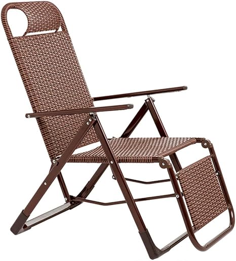 Amazon ビーチチェア 折りたたみ椅子 ポータブル籐椅子 リクライニングチェア ビーチチェア ヘッドレスト付き アームレスト付き 褐色 Color Brown 折りたたみチェア オンライン通販