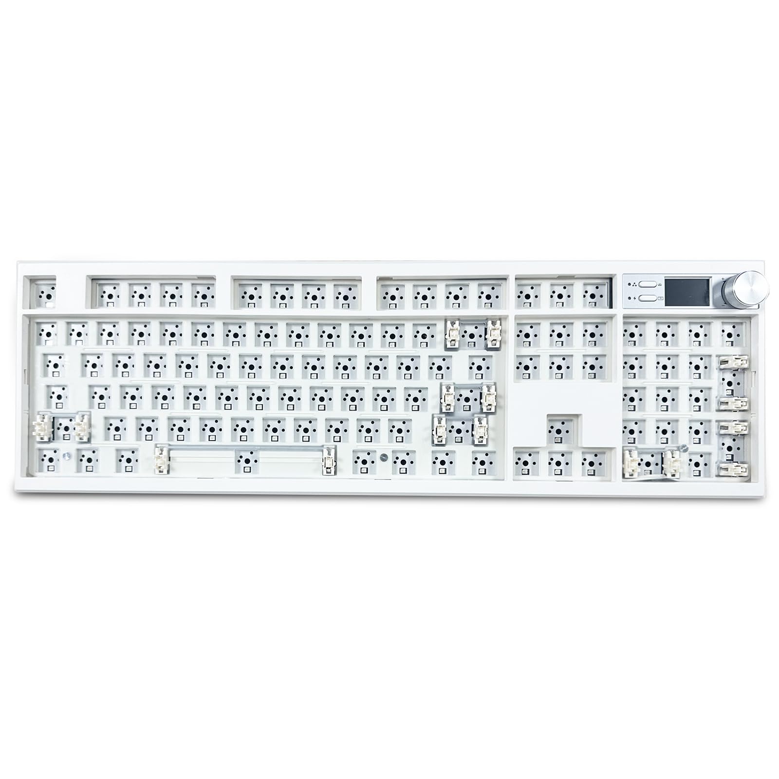 Photo 1 of ZMX GMK104 Mechanical Keyboard Kit with Screen&Knob,VIA Programmable Hot Swap Gasket Mounted PCB Custom RGB Barebones Keyboard Wireless BT5.0/2.4GHz/USB-C Wired Full Size Gaming DIY Kit (White)