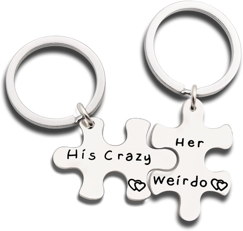2 Pcs Couple Lover Key Rings Chains Keyrings for Husband Wife Boyfriend Girlfriend (3)
