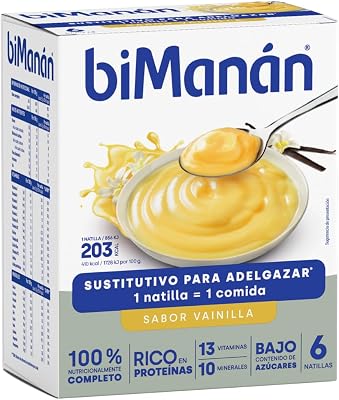 - Natillas de Vainilla, Crema Sustitutiva de Comidas para Adelgazar, Bajas en Calorías, Ayudan a Perder y Controlar el Peso, con Proteínas, Vitaminas y Minerales - 6 x 50 g: 300 g