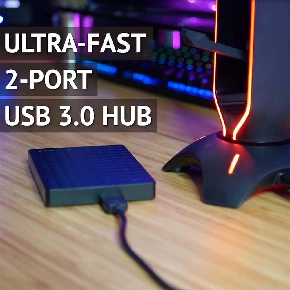 Tilted Nation RGB Headset Stand and Gaming Headphone Display with Mouse Bungee Cord Holder with USB 3.0 HUB for Wired or Wireless Headsets for Xbox, PS4, PC: Computers & Accessories