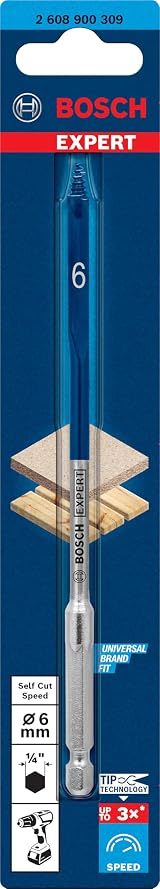 Bosch EXPERT Self Cut Speed Spade Drill Bit 6 mm Hex Shank view 2