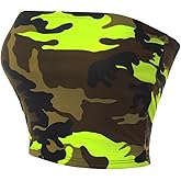 MixMatchy Women's Casual Strapless Print Tube Tops Strapless Sleeveless Bandeau Tops