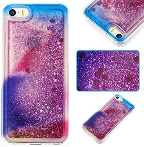 iphone 5 5S SE Glitter case,HYYGEDeal Gilrs Liquid Rainbow Flower TPU Shockproof Protective Phone cases for Apple iphone 5 5S SE (d)