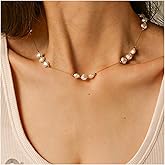 Pearl Necklace for Women,Festival 18K Gold Vermeil Choker Necklace Beach Necklaces Birthday gifts for Women Handmade Jewelry for her