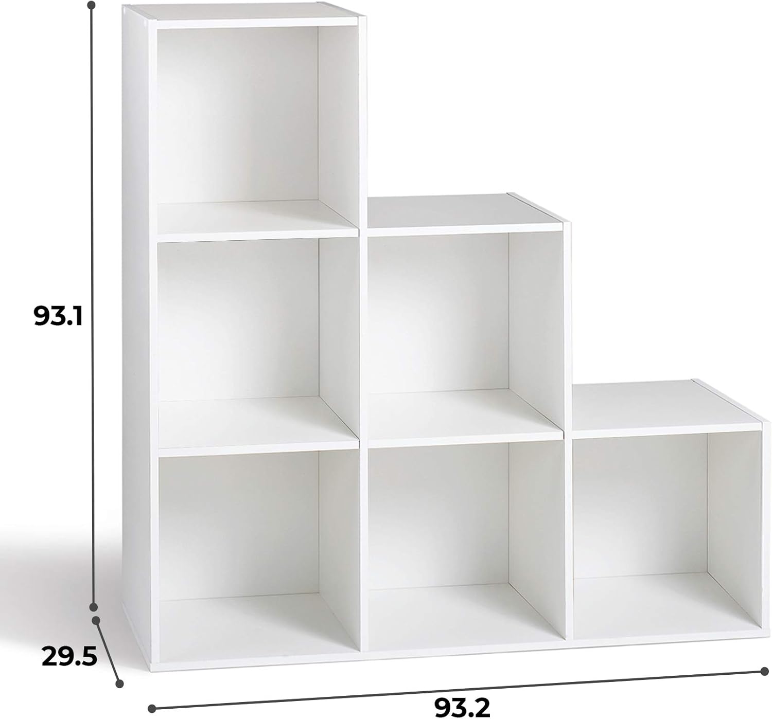 Compo Meuble De Rangement 6 Casiers En Escalier Bibliotheque Etageres Cubes Blanc 93 X 29 5 X 93 Cm Amazon Fr Cuisine Maison
