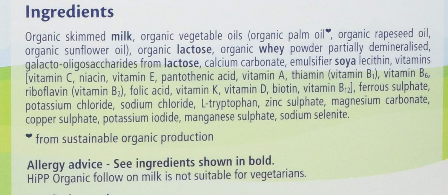 hipp organic milk ingredients