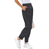 CFLONGE Women's Summer High Waisted Pants for Women 2026 Casual Ankle Length Pant for Work Office Trouser Slacks with Pockets