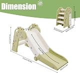 YULEYU Kids Foldable Toddler Slide Indoor Outdoor Play Equipment White Green view 3
