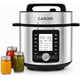 CARORI 8QT Electric Pressure Cooker, 24 Programs, Touch and Dial Control | 13-in-1 Multi-Cooker, Ceramic-Coated Pot, 1200W, Canning Program, Sterilize, Sous Vide, 14 Safety Protections, Silver