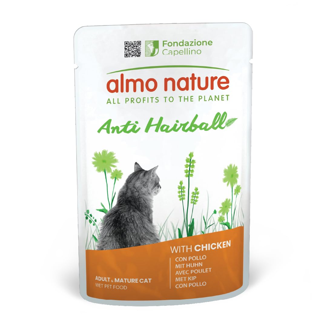 Almo Nature Functional - Anti Hairball - Wet Food for Adult and Mature Cats - with Chicken - Prevents Hairball Formation - 70g (Pack of 30)