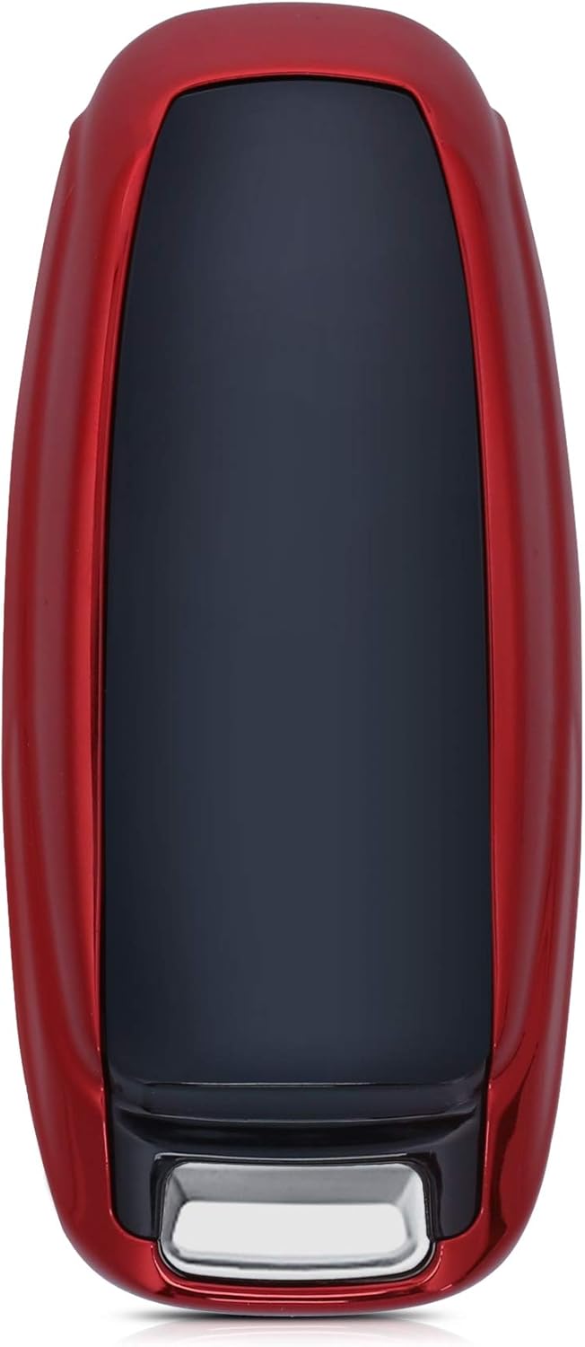 kwmobile Key Cover Compatible with Audi A6 A7 A8 Q7 Q8 - 3 Button Car Key Keyless Go - Soft TPU Car Fob Protector Case - Red High Gloss - Image 5