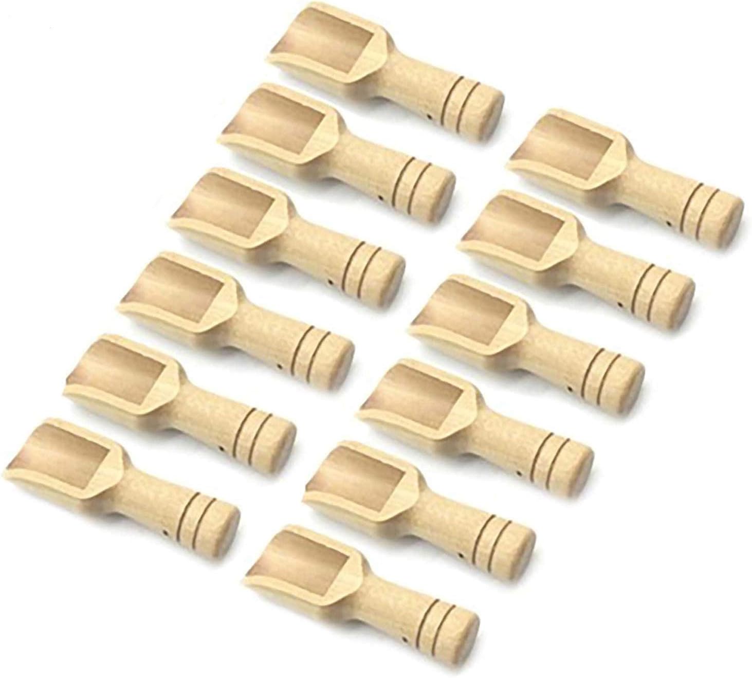 GTANG 12 Pack 3 InchLong mini wooden scoops for bath salts Scooping Candy, Spices, Dry Fruit, Nuts, Bath salts, Laundry Detergent Scooping Spoon