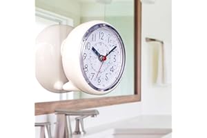 Urwise Shower Clock, Shower Clock Waterproof, Clocks for Bathroom, Silent Non-Ticking, Prevent Mist, with 3 suction cups (4 Inches White)
