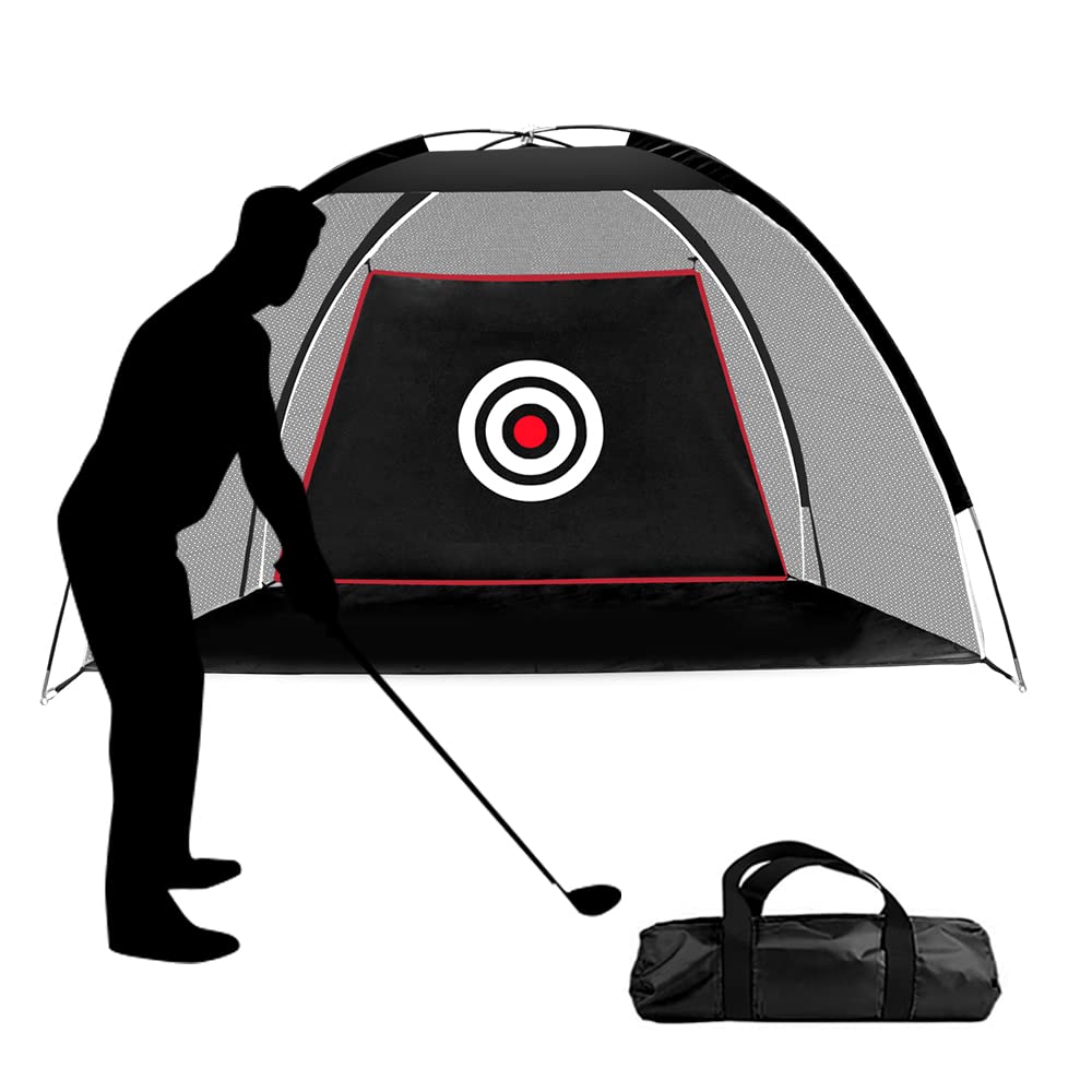 Photo 1 of ***MISSING RODS***ASENVER Black Golf Nets for Backyard Golf Practice Net Golf Hitting Net Training Aids with Target Cloth and Carrying Bag (6.6 FT)