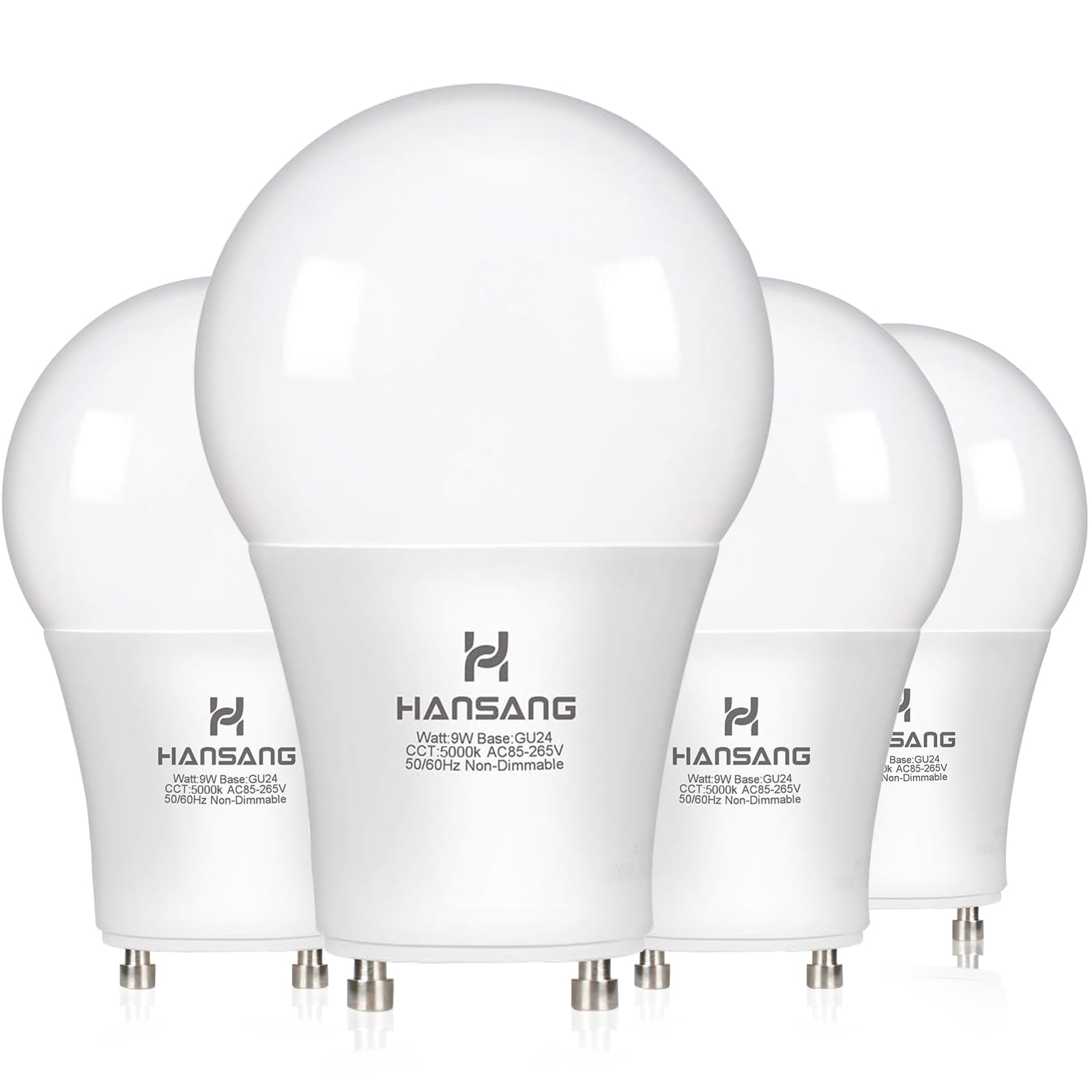 Photo 1 of hansang A19 LED Bulb Gu24 Light Bulb Base,9W (100W Equivalent),900 Lumens,5000K Daylight,220 Degree Beam Angle,Gu24 Twist Base,for CFL Upgrade,Non-Dimmable 4 Pack