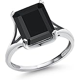 Gem Stone King 14K White Gold Gemstone Birthstone Solitaire Engagement Ring | Emerald Cut 11x9MM | Wedding Anniversary Promise Gold Ring For Women | Available In Size 5-9.5