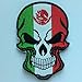 SpaceAuto Skull Head w/ Flag of Mexico Military Tactical Morale Badge Hook Loop Fastener Patch 3.54