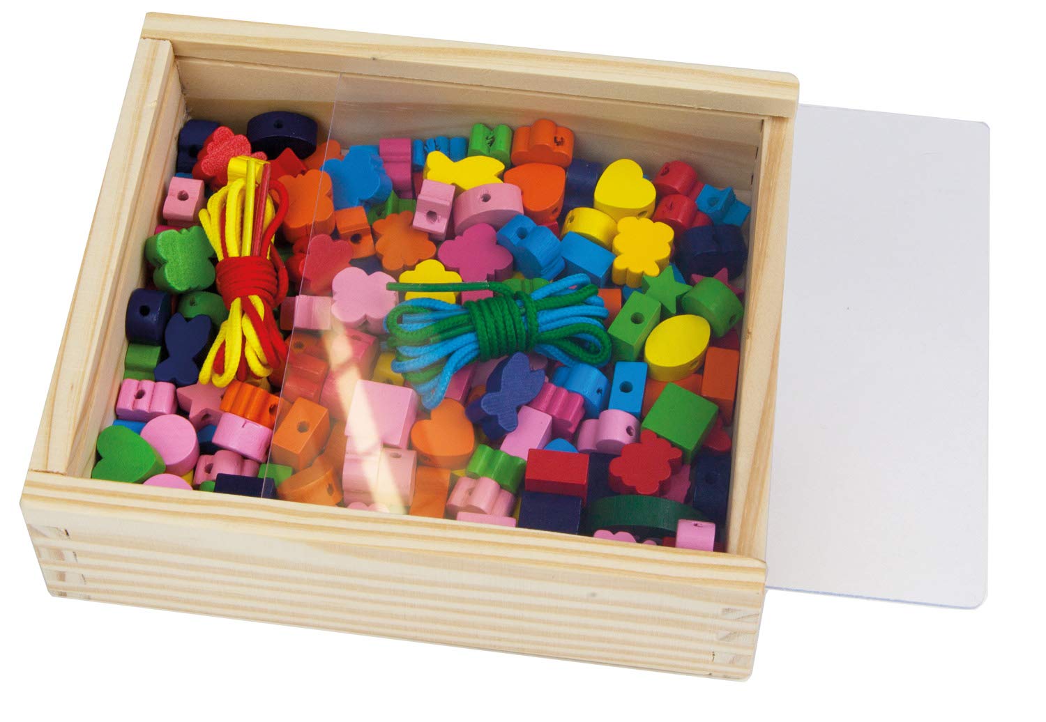 SIMM Spielwaren Lena 32020 wooden beads craft set, 164-pieces in a wooden box