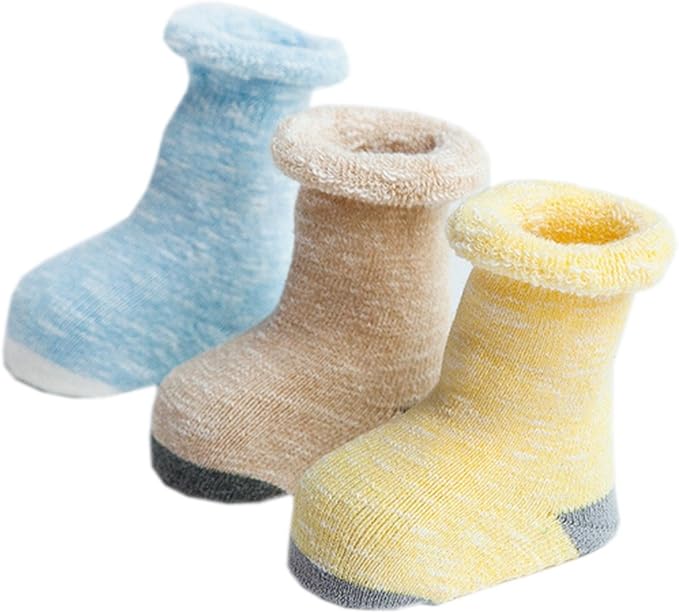 Amazon Co Jp Xiang Ru 厚手 ベビー ソックス 新生児 パイル もこもこ 靴下 キッズ 室内 赤ちゃん ３足セット 服 ファッション小物