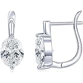 EONFUN 2CT Oval Moissanite Hoop Earrings, D Color 7x9mm Oval Cut Moissanite 925 Sterling Silver Earrings for Women Wedding Birthday Jewerly Gifts