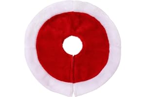 MUYULIN Small Christmas Tree Skirt, 11inch Red Plush Tree Skirt for Mini Christmas Tree Above The Fireplace, Table Candlestick Decorations, New Year Holiday Ornaments
