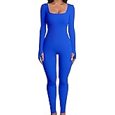 YIOIOIO Women Workout Seamless Jumpsuit Yoga Ribbed One Piece Long Sleeve Leggings Romper