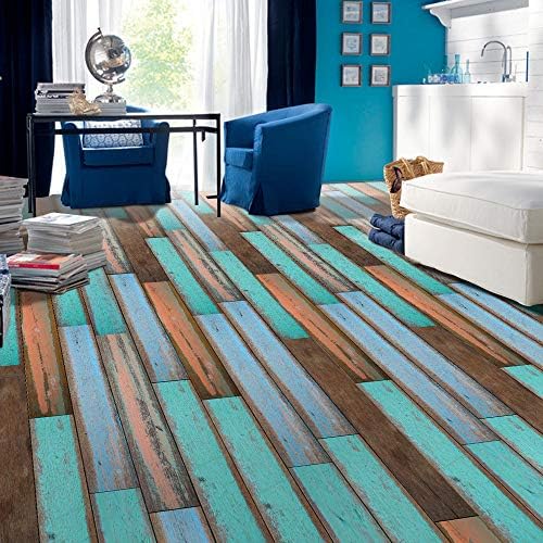 MaxFox 3D Simulation Wood Board Self Adhesive Stickers，Vinyl Tile Art Floor PVC Roll Sticker for Kitchen Bathroom Wall DIY Decal Decor (20 cm 500 cm) (B)
