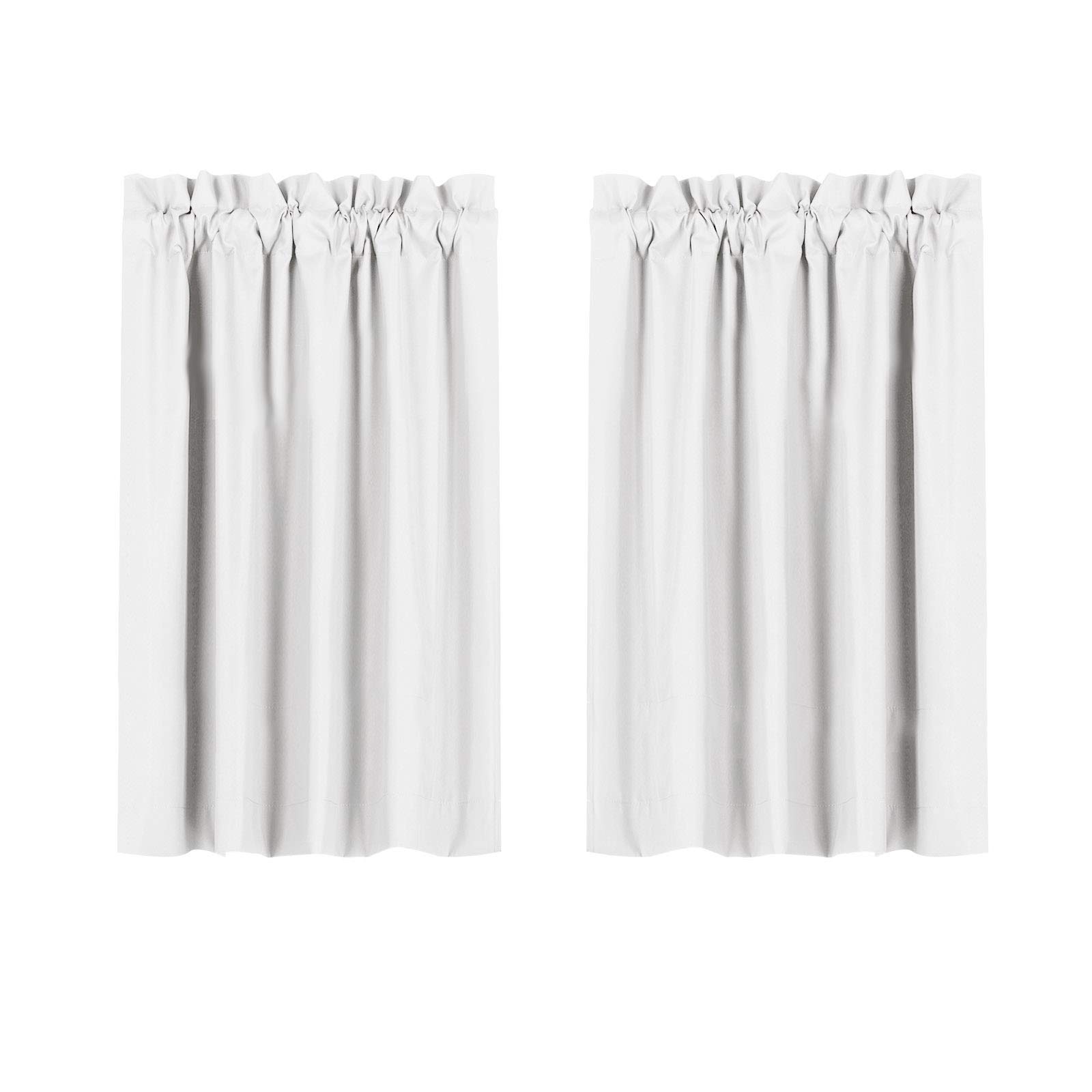 Valea Home Blackout Kitchen Curtains, Waterproof Soft Rod Pocket, Room Darkening, 2 Panels, 45 inch Length, Grayish White