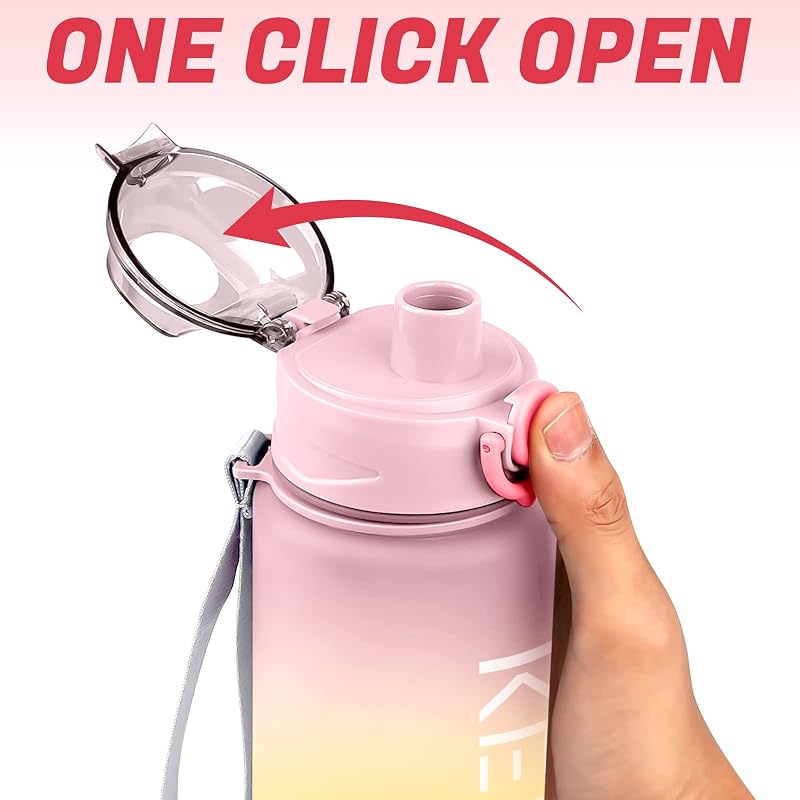Botella Agua, Botella Agua Gimnasio 1L con Colador, Botella Bicicleta sin BPA Reutilizable Sello de Silicona, Botella de Agua Deportiva Duradero para Oficina, Escuela, Exterior