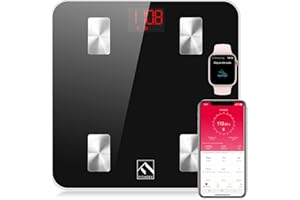FITINDEX Scale with BMI, Body Fat, Muscle Mass, Smart Scale for Body Weight, Bluetooth, Digital, Sync with App, User Health Equipment