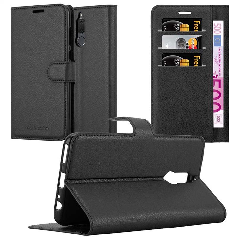 cadorabo Book Case works with Huawei MATE 10 LITE in OXID BLACK - with Magnetic Closure, Stand Function and Card Slot - Wallet Etui Cover Pouch PU Leather Flip