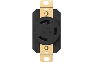 ENERLITES NEMA L6-30R Flush Mounting Locking Receptacle for Generator, Twist Lock Outlet, 30 Amp, 250 Volt, 2 Pole, 3 Wire Grounding, Industrial Grade Heavy Duty, UL Listed, 66460-BK, Black