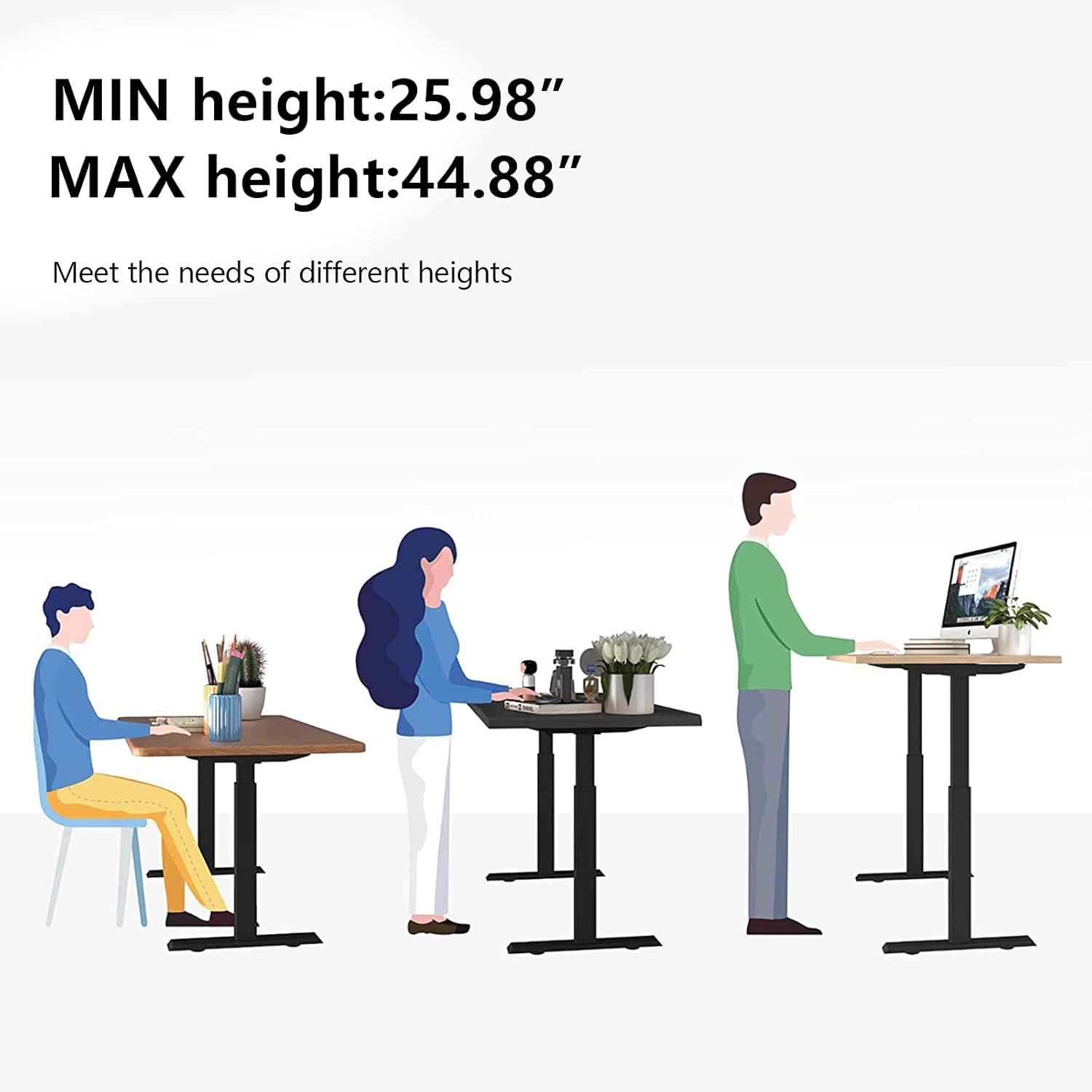 Electric Stand up Desk Frame Height Adjustable Electric Standing Desk，Home Office Stand Up Desk Workstation，Frame Only (03, Black): Kitchen & Dining